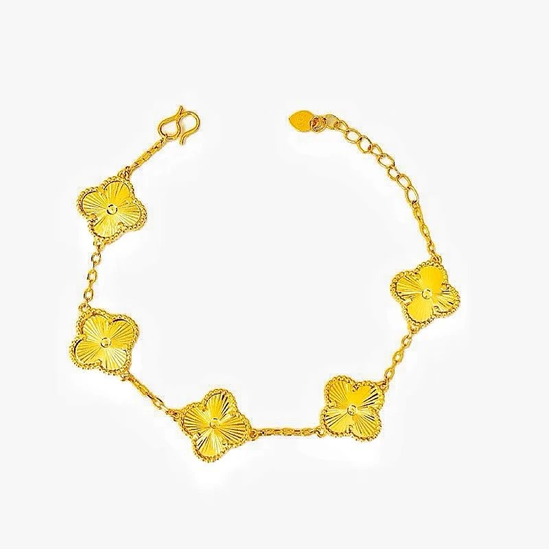 【现货现发】金色镭射幸运草手链ZD0436