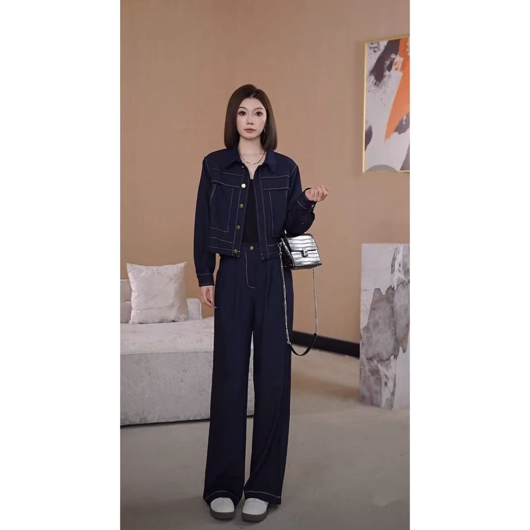 时尚通勤网红直筒休闲气质休闲风时尚套装套装秋季635