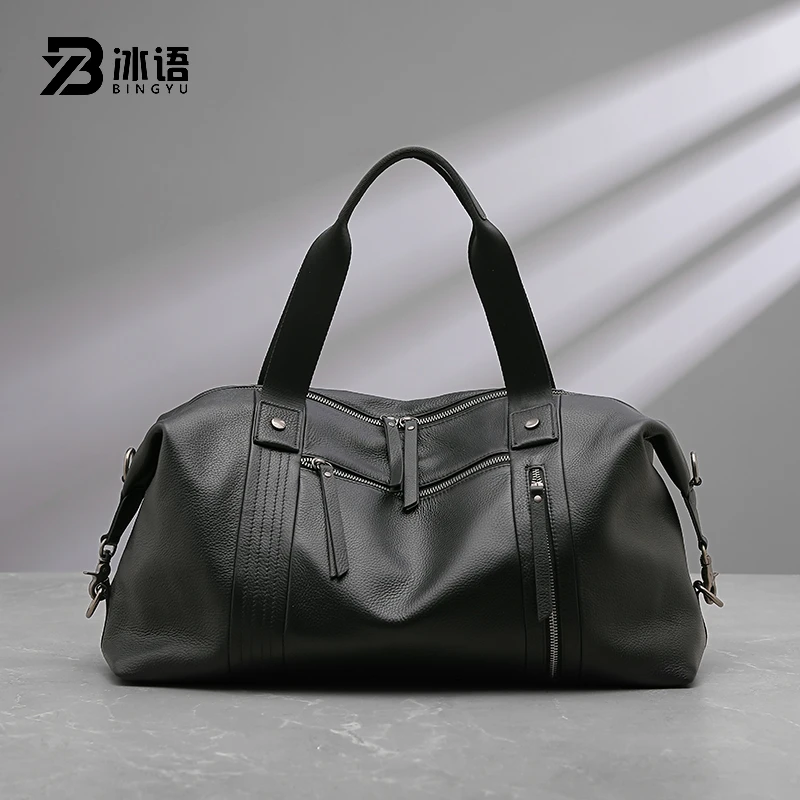 [冰语]轻便出差旅行百搭运动休闲商务健身大容量头层牛皮大旅行包