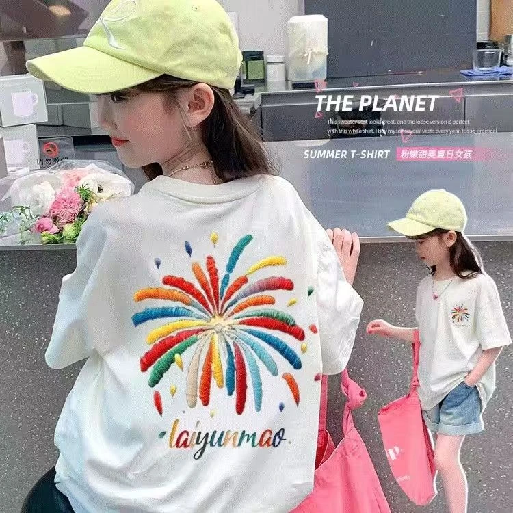 儿童圆领短袖亲子装洋气上衣夏季时尚印花半袖男女童上衣