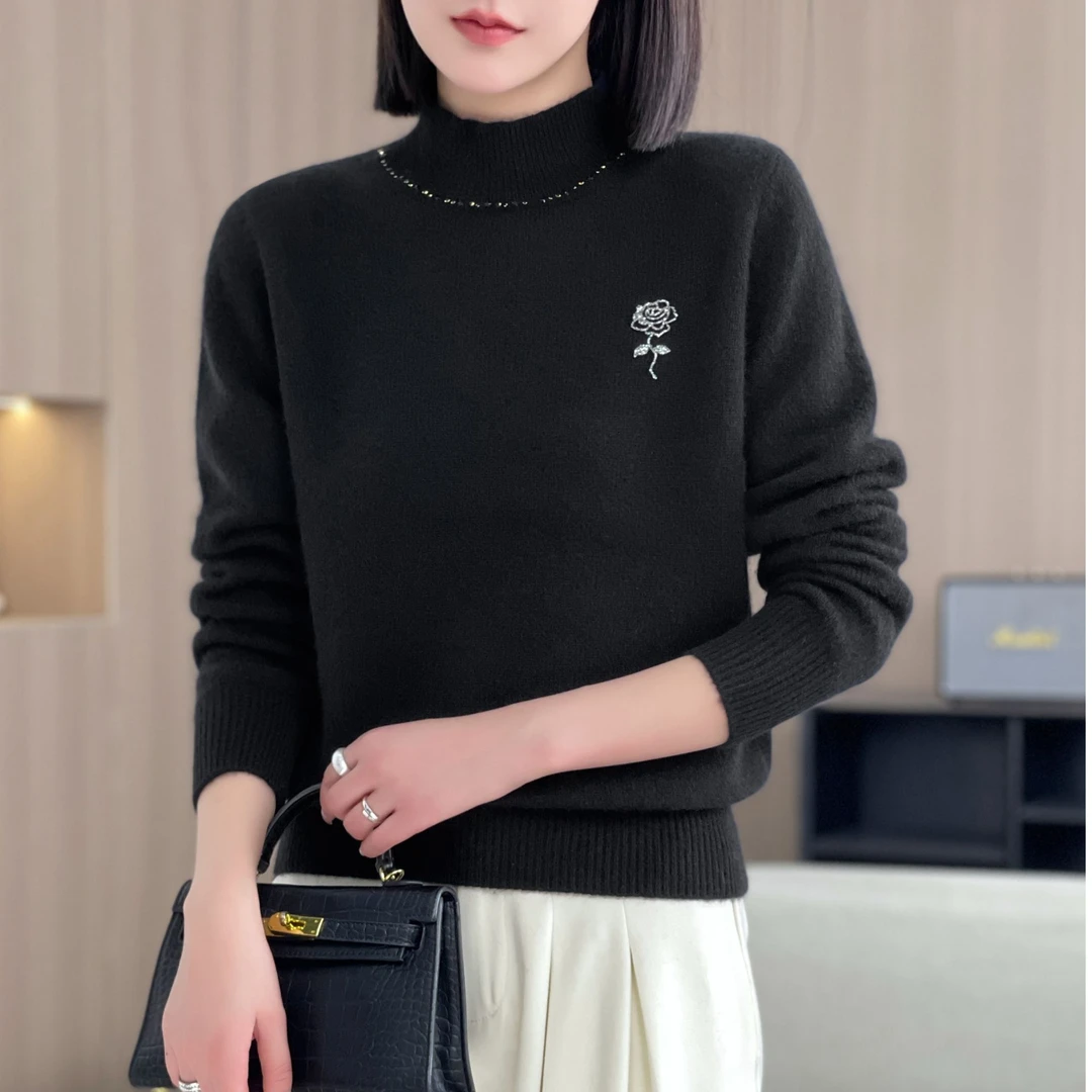 黛妍886秋冬新款100%藏羊绒时尚气质款桐乡毛衣女款2025新款