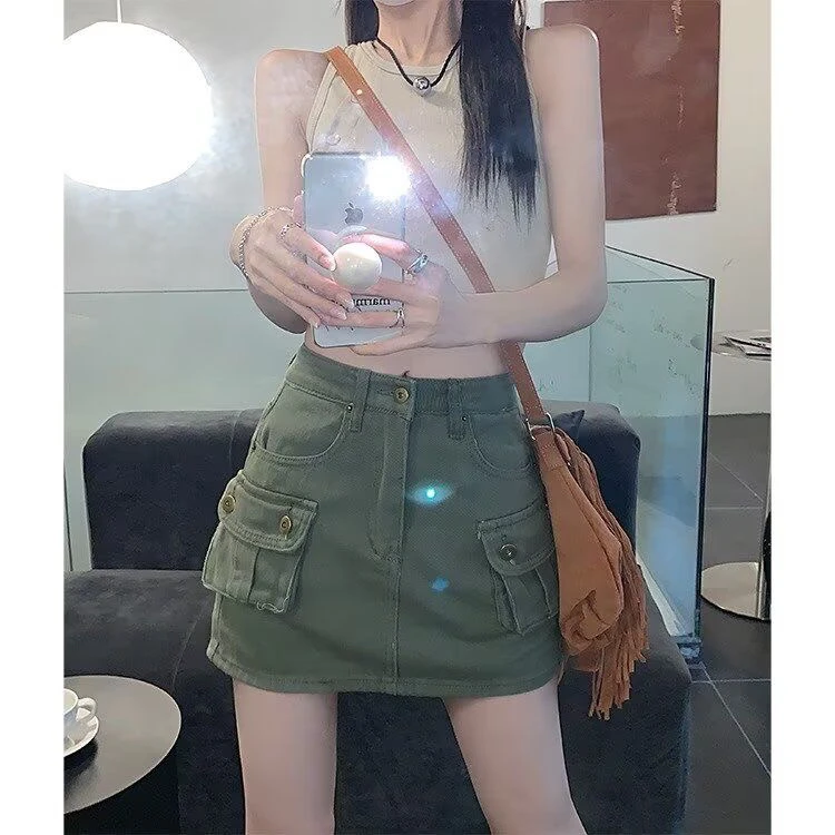 小个子女生高腰a字包臀显瘦美式复古牛仔半身裙夏季新款