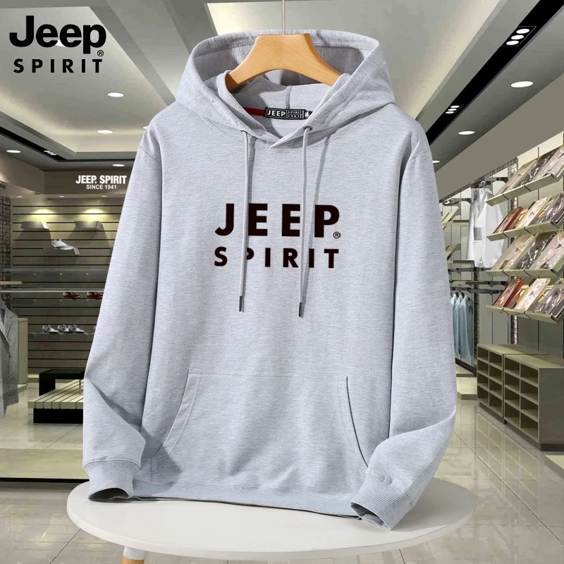 JEEP SPIRIT 吉普卫衣男女春秋大码宽松舒适帽衫潮胖休闲百搭上衣