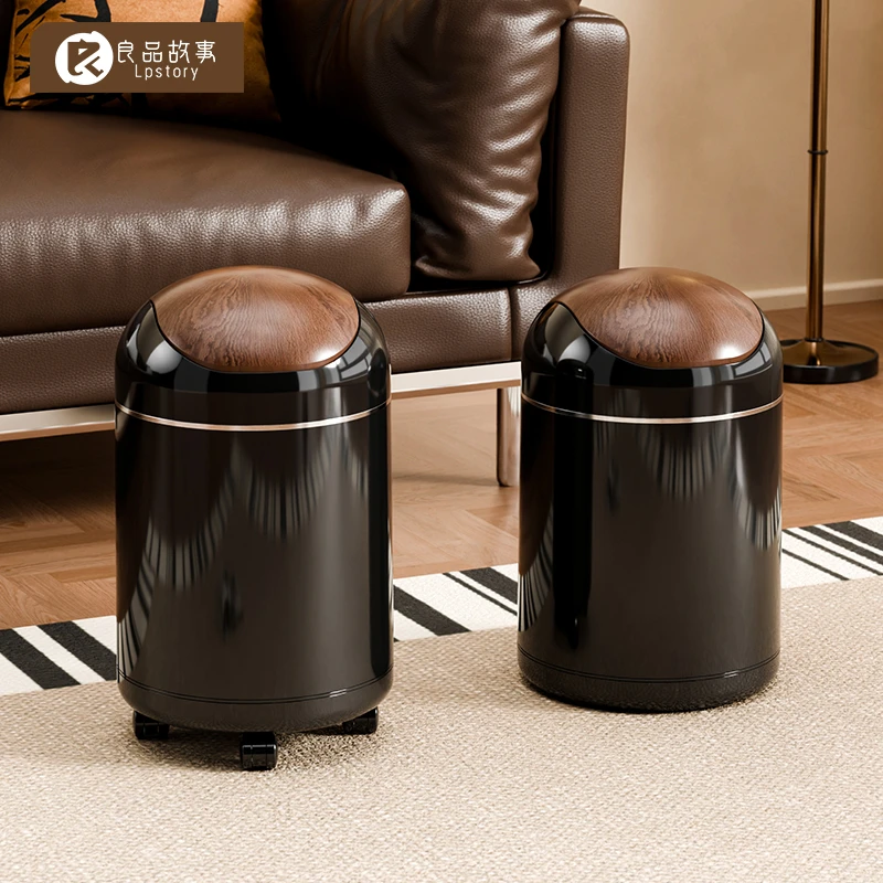 良品故事中古风带盖垃圾桶2025新款客厅厨房卫生间家用大号垃圾筒