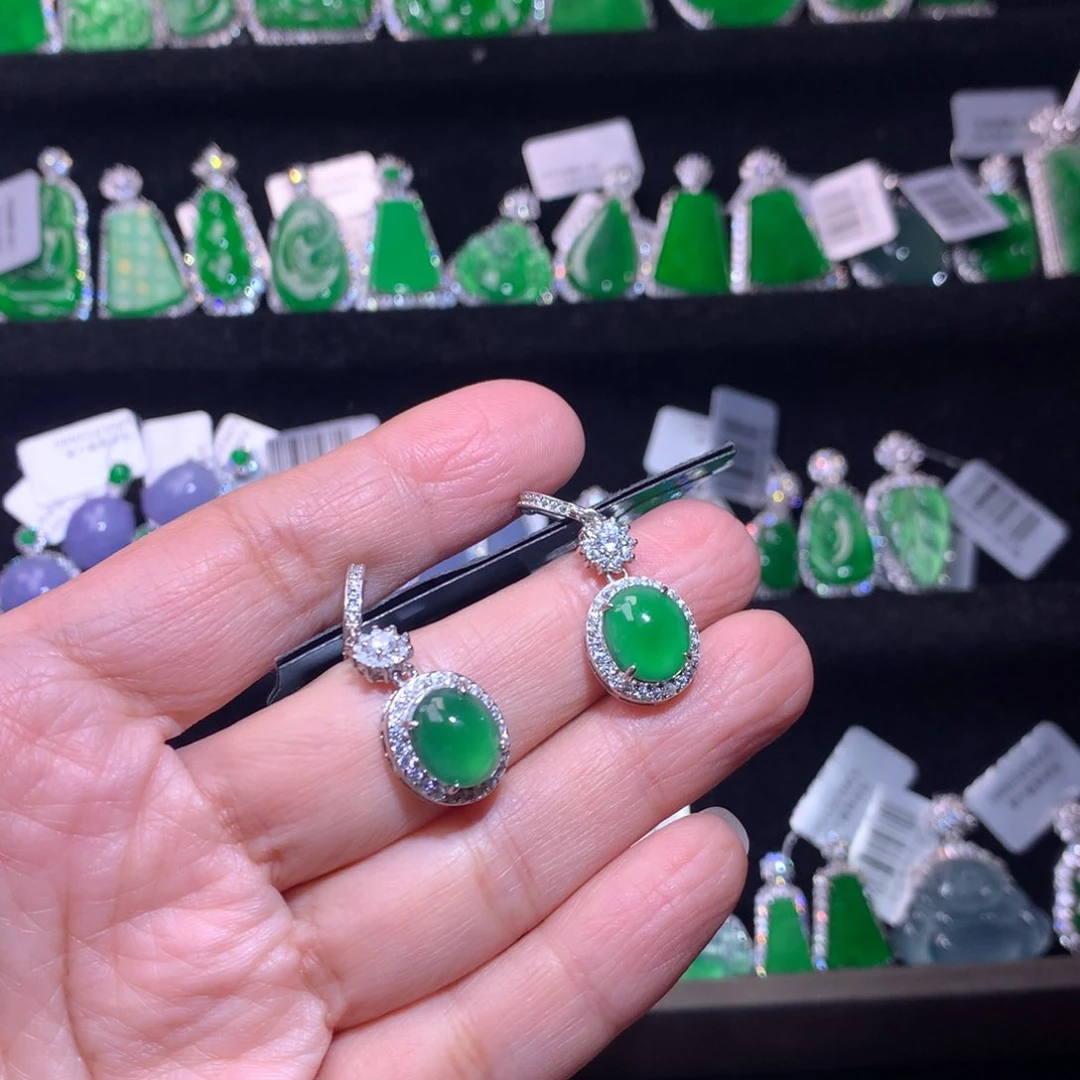 【闪购商品】银S925镶嵌翡翠耳饰