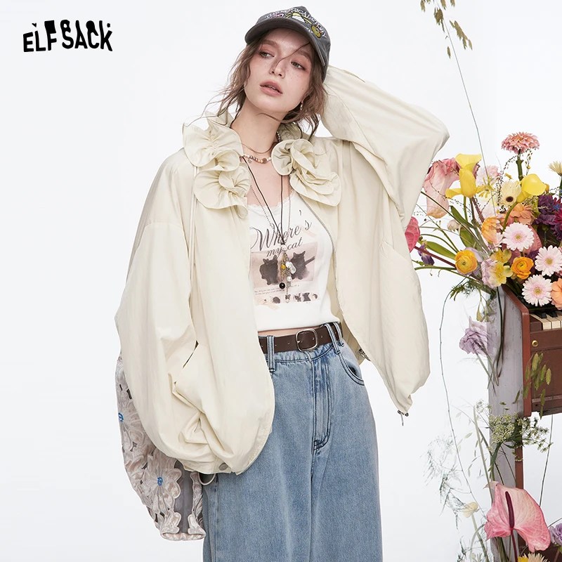 妖精的口袋花边领休闲宽松外套女2025春设计感夹克上衣25104058