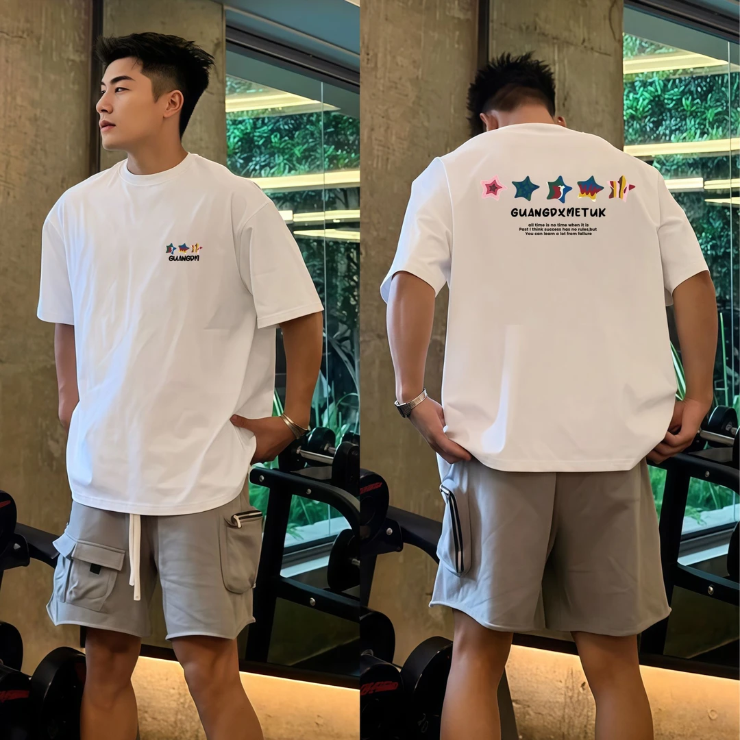 【重磅纯棉】短袖男t恤夏季2025新款美式潮牌百搭宽松高街休闲半袖