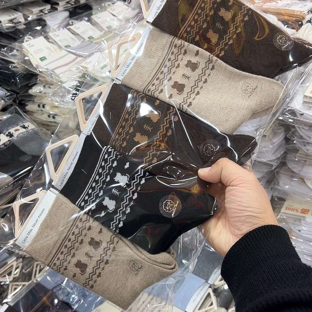 棉女士，羊绒袜五双