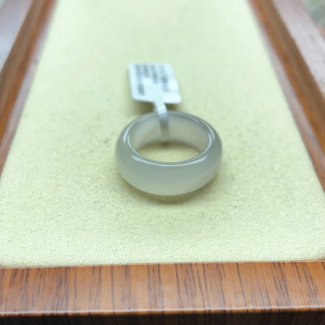 未镶嵌戒指和田玉109冰藕粉宽胎13号