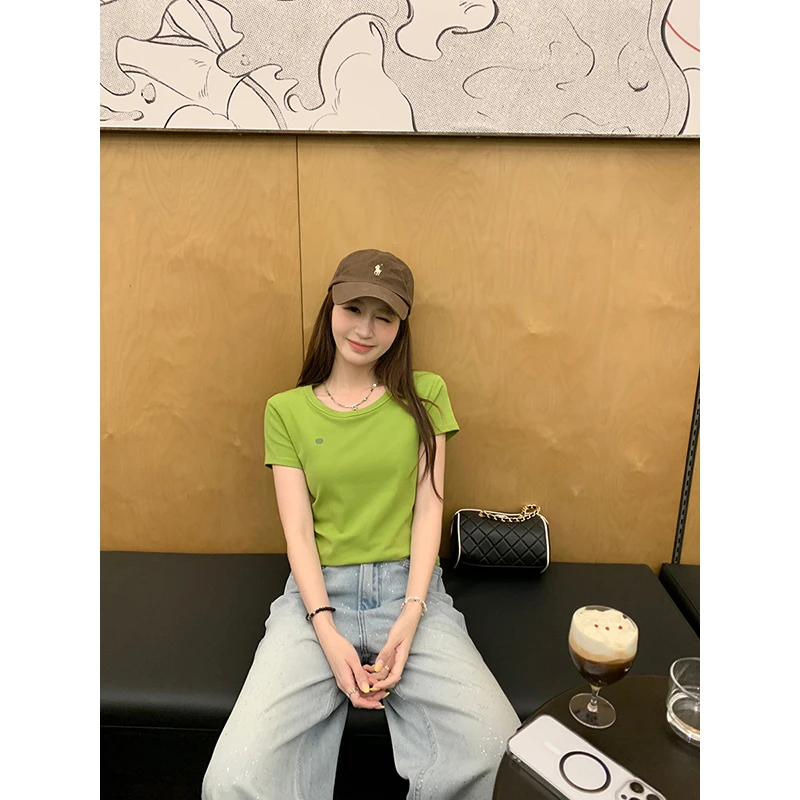 杨杨YANGRUOYU 5/31【水果Party】三色绣花短袖T恤女百搭休闲上衣