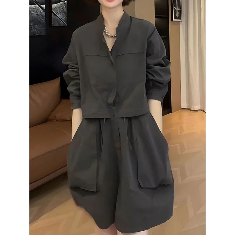 高级感气质简约通勤立领连衣裙2025春季新款时尚名媛遮肉显瘦裙子