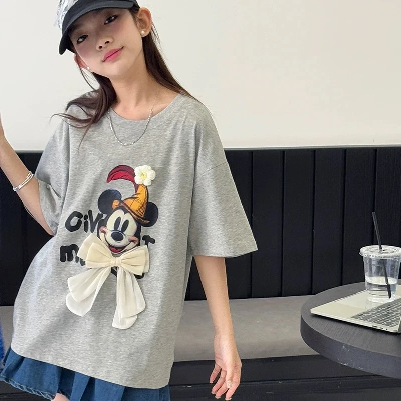 女童2025夏季新款儿童洋气纯棉卡通可爱短袖T恤韩版P3266