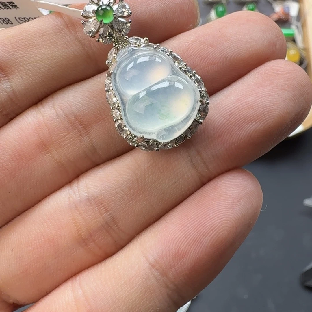 翡翠银S925镶嵌戒指天然缅甸翡翠A货