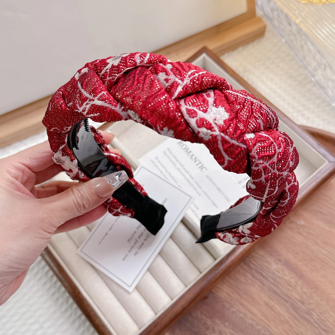 带齿高颅顶新款设计师款定制发箍百搭手工红色春节发箍