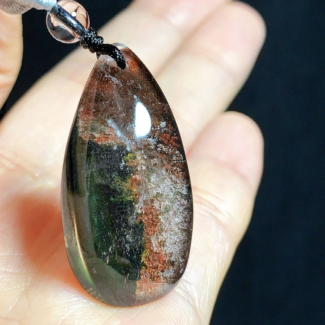 东海水晶天然绿幽灵水晶吊坠毛衣链水滴项坠绿幽灵纯天然100%真品