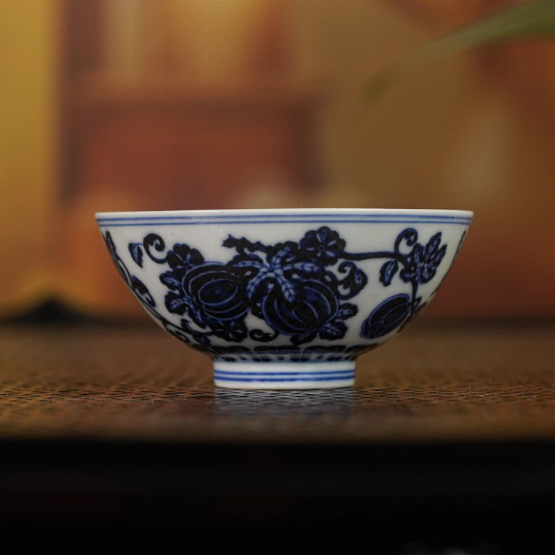 【墨舍名窑】春风祥玉青花西瓜品杯 cfxy419陶瓷纯手工主人杯手绘
