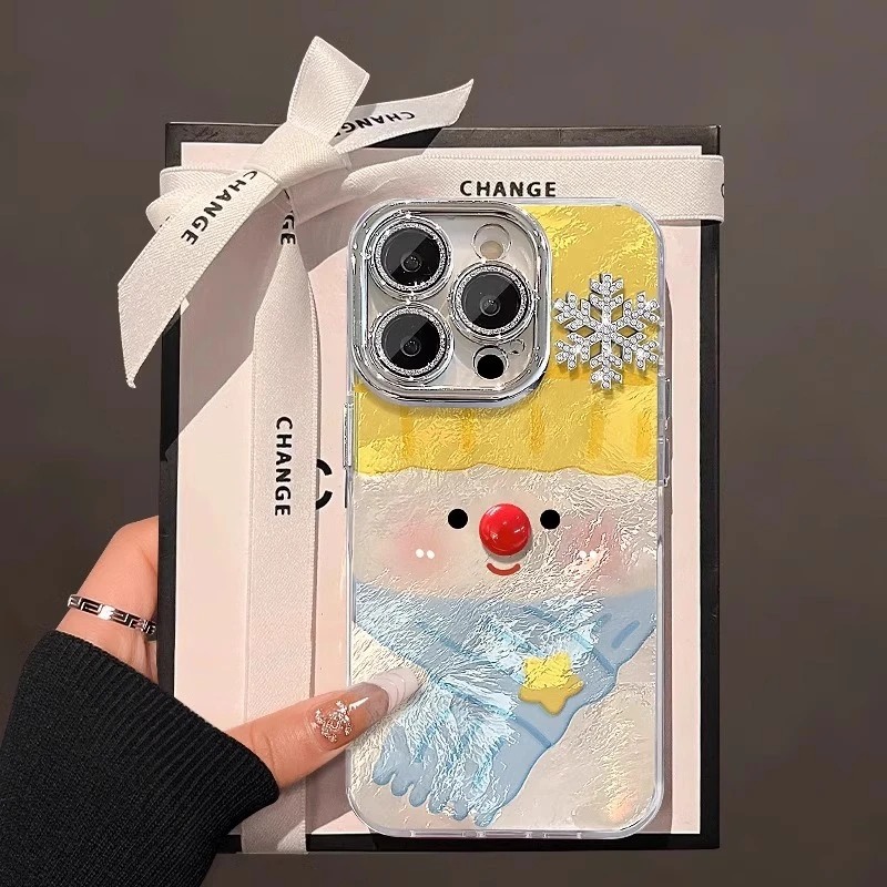 适用苹果16promax手机壳围巾雪人iPhone15pro防摔14pro冬季新款13