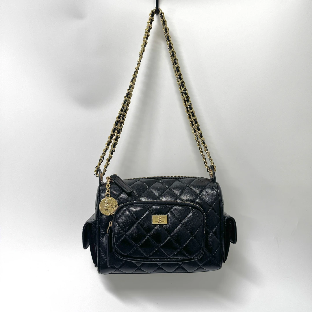 【RAIN·CUN】轻奢链条单肩菱格枕头包 SD-5179-小香黑