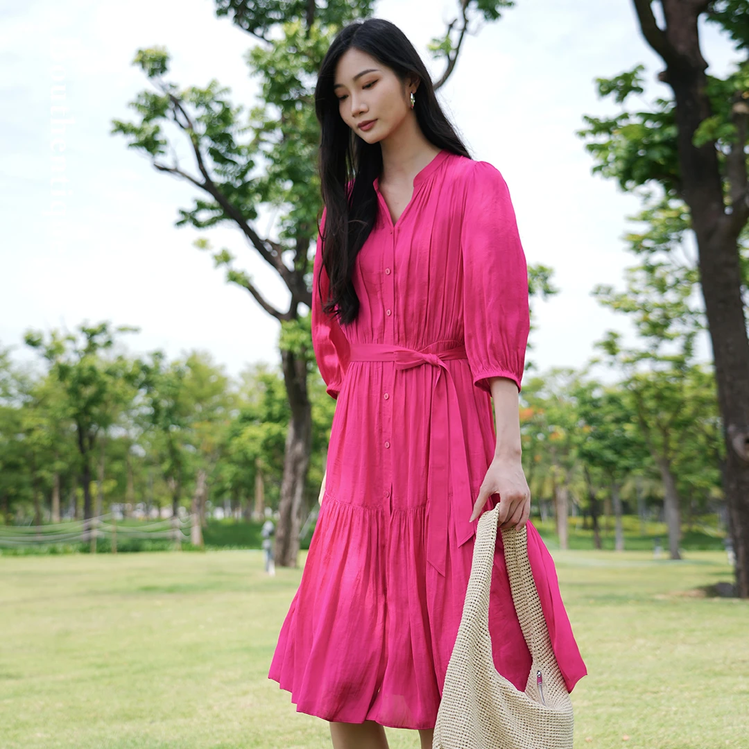 【粉丝专享】Bouthentique整体随性褶修饰中袖连衣裙224261D1R94