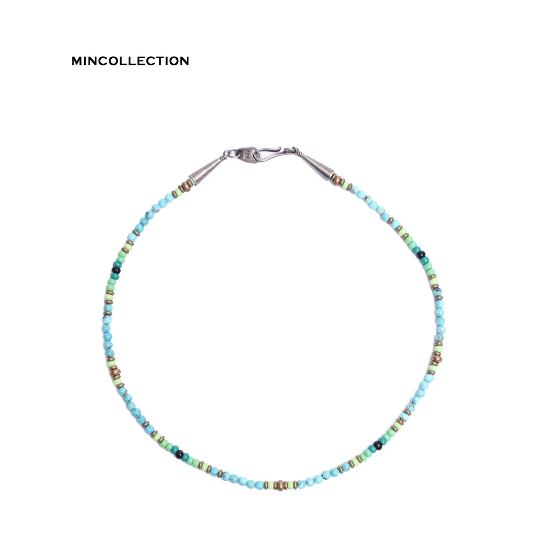 铜项链 Min 复古串珠天然蓝小众叠戴锁骨链