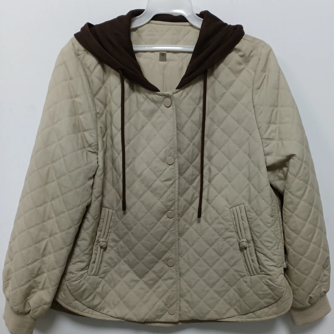 中老年妈妈冬季连帽短款宽松加绒加厚保暖时尚外套3316