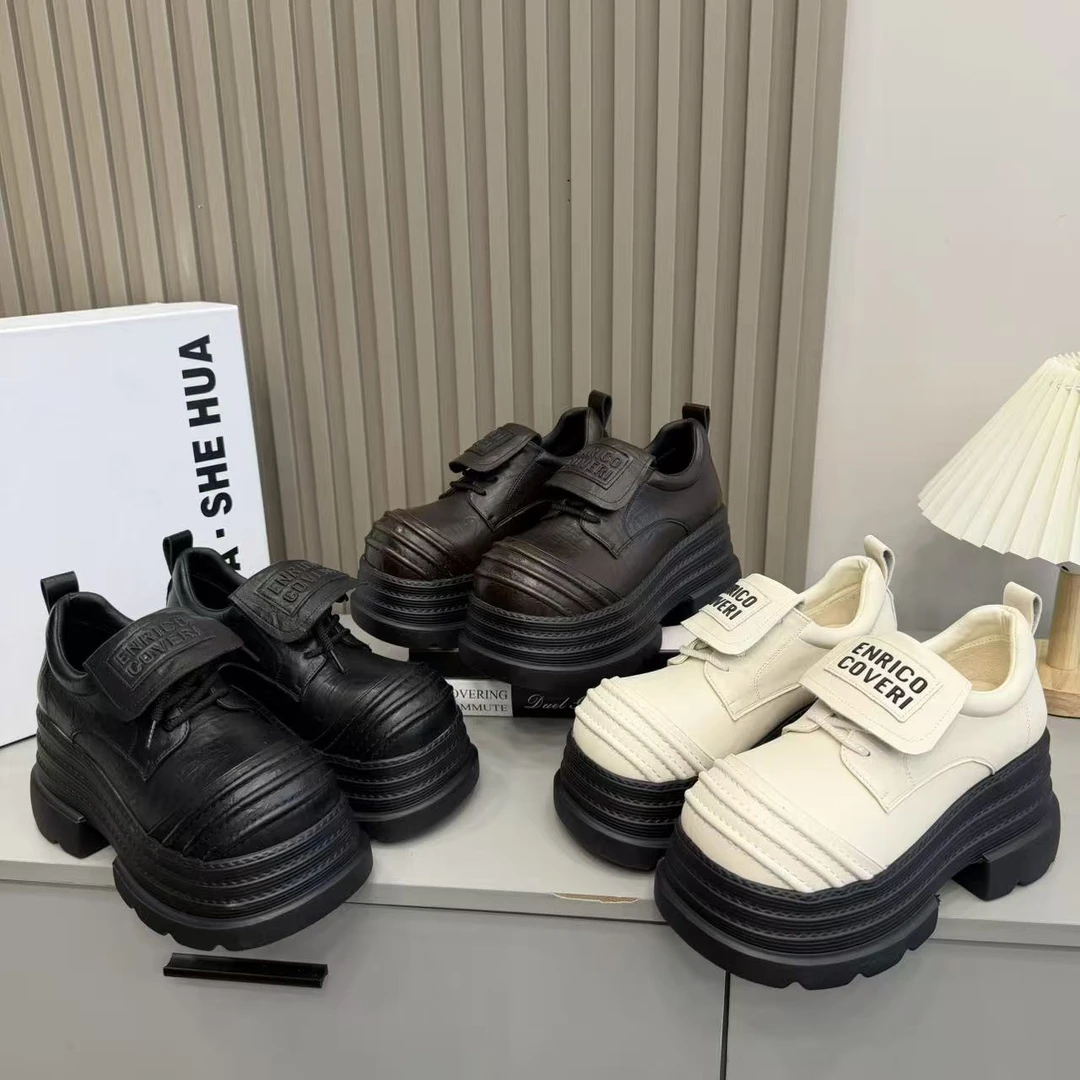 2025年冬季新款厚底松糕小个子7cm乐福鞋英伦风JK小皮鞋加绒女鞋