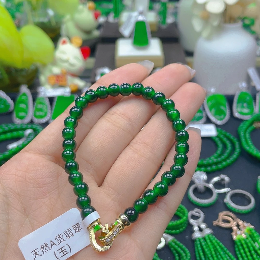 翡翠手链未镶嵌天然A货翡翠卡6