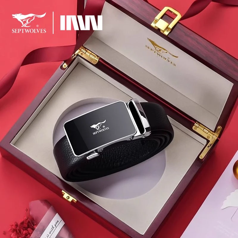 七匹狼男士皮带真皮自动扣新款正品高档男款百搭休闲头层牛皮腰带