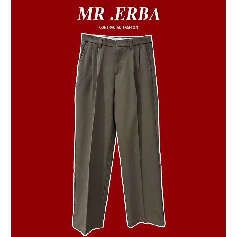 2069春秋垂坠感直筒宽松小西裤男士百搭休闲阔腿直筒长裤