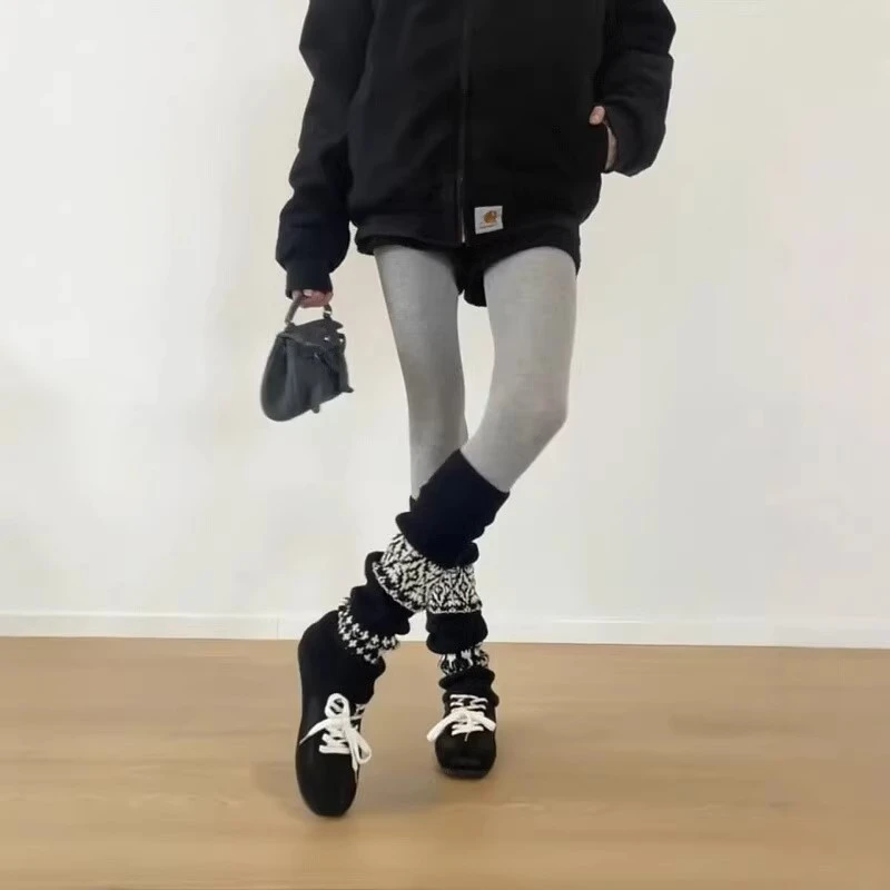 袜子女2025秋冬新款加厚保暖长筒小腿堆堆腿套费尔岛复古小众袜套