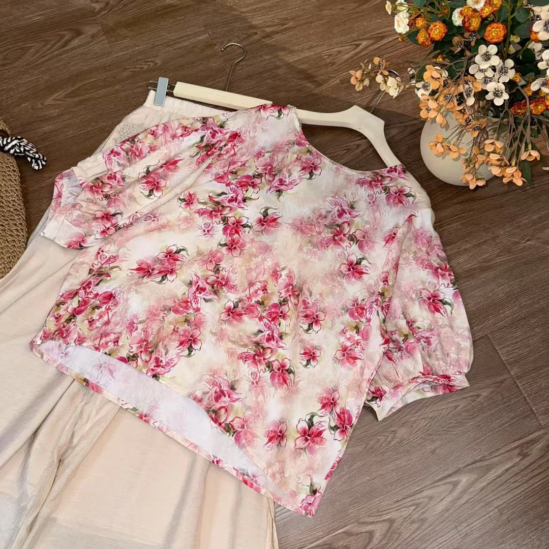 [‌‌‌‌‌明溪]Z293复古宽松显瘦小上衣夏季新中式新款休闲短袖时尚