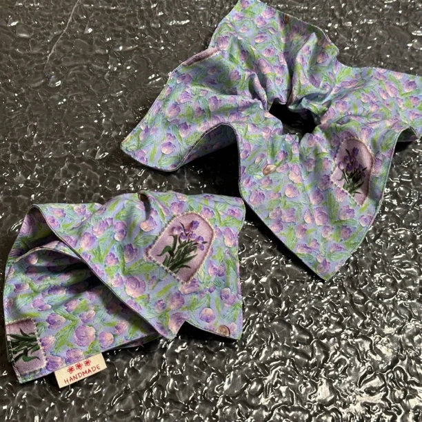 紫郁金方巾发饰清新百搭时尚气质肠