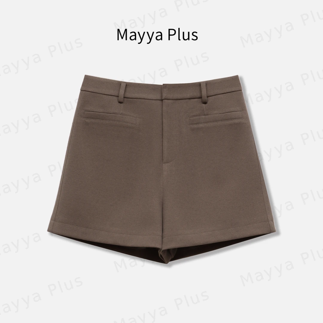 【老钱短裤】Mayya Plus麦芽定制气质流光风百搭显瘦短裤女32546103