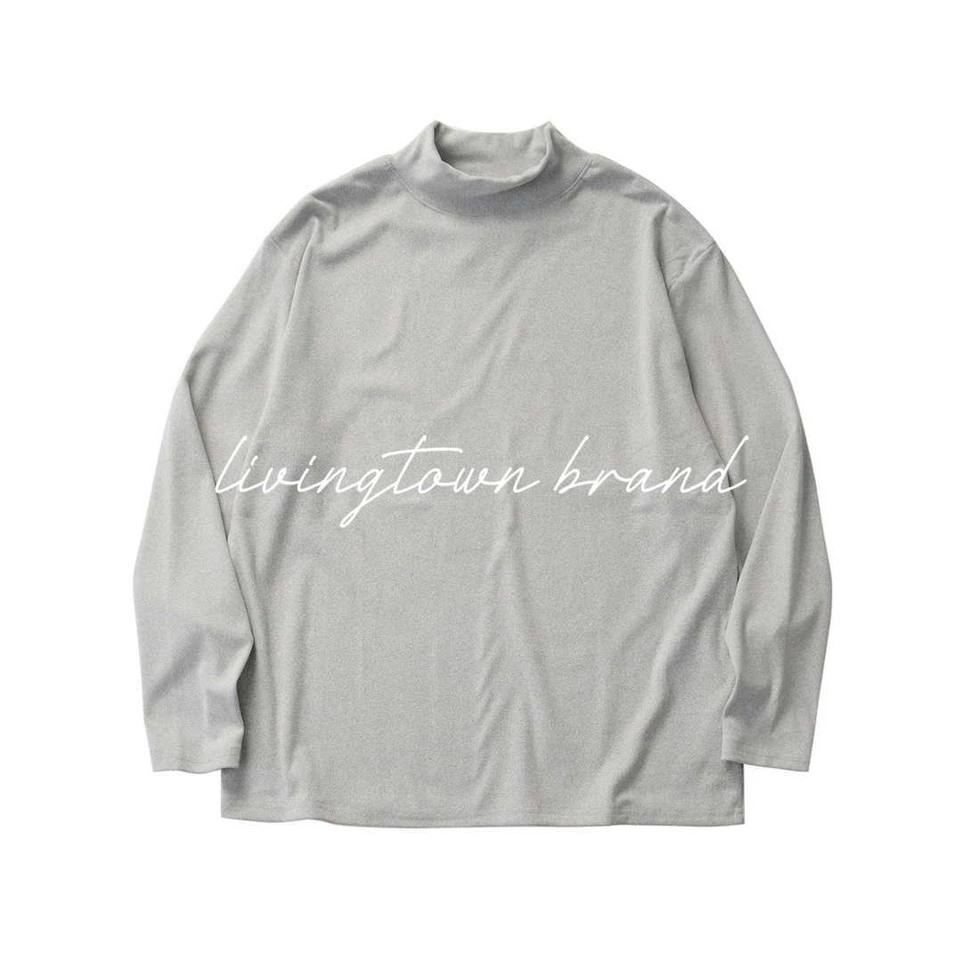 LIVINGTOWN 日系复古宽松休闲简约男女纯色百搭半高领打底长袖T恤