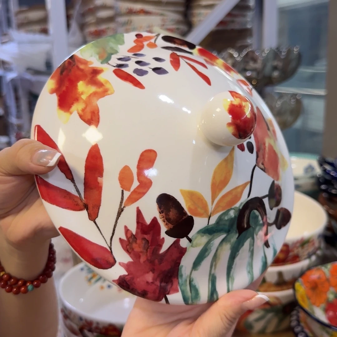 陶瓷水墨南瓜盖子一只