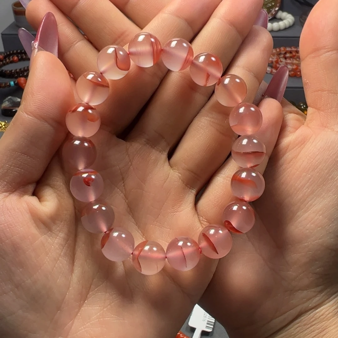 南红玛瑙未镶嵌手串冰飘单圈11mm