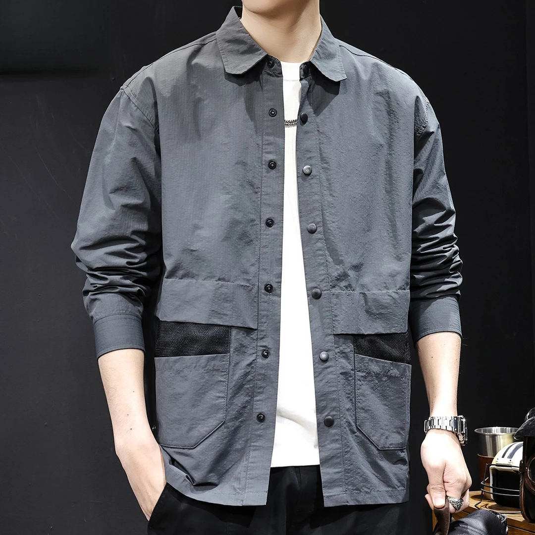 山系户外长袖衬衫外套男春季2025新款薄款百搭高级感工装大码衣服