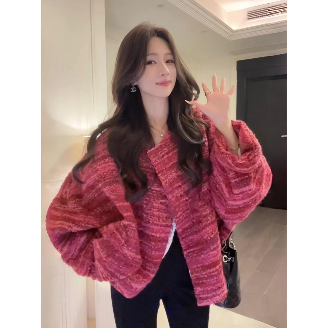 【莓果甜心】羊毛特种纱时髦感保暖香香风外套22882#