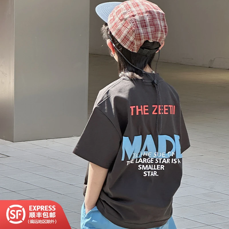 253311儿童夏款宽松百搭洋气时尚圆领短袖T恤