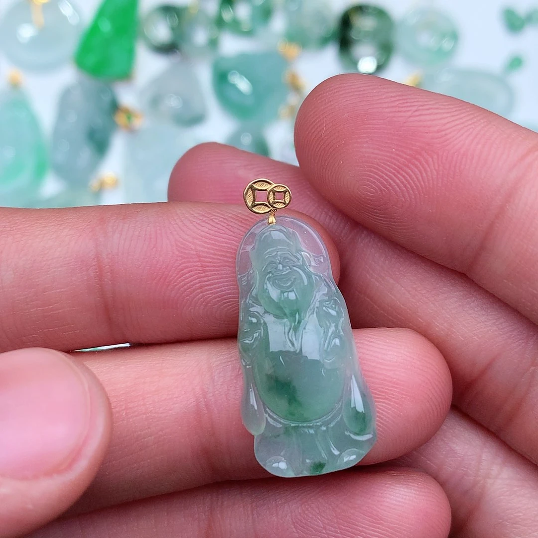 翡翠吊坠(不含链)18K金镶嵌