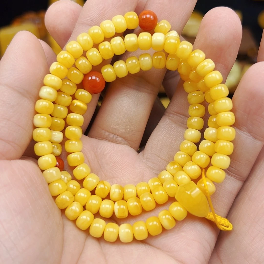 蜜蜡颈饰未镶嵌多圈6.7mm，21克，福利