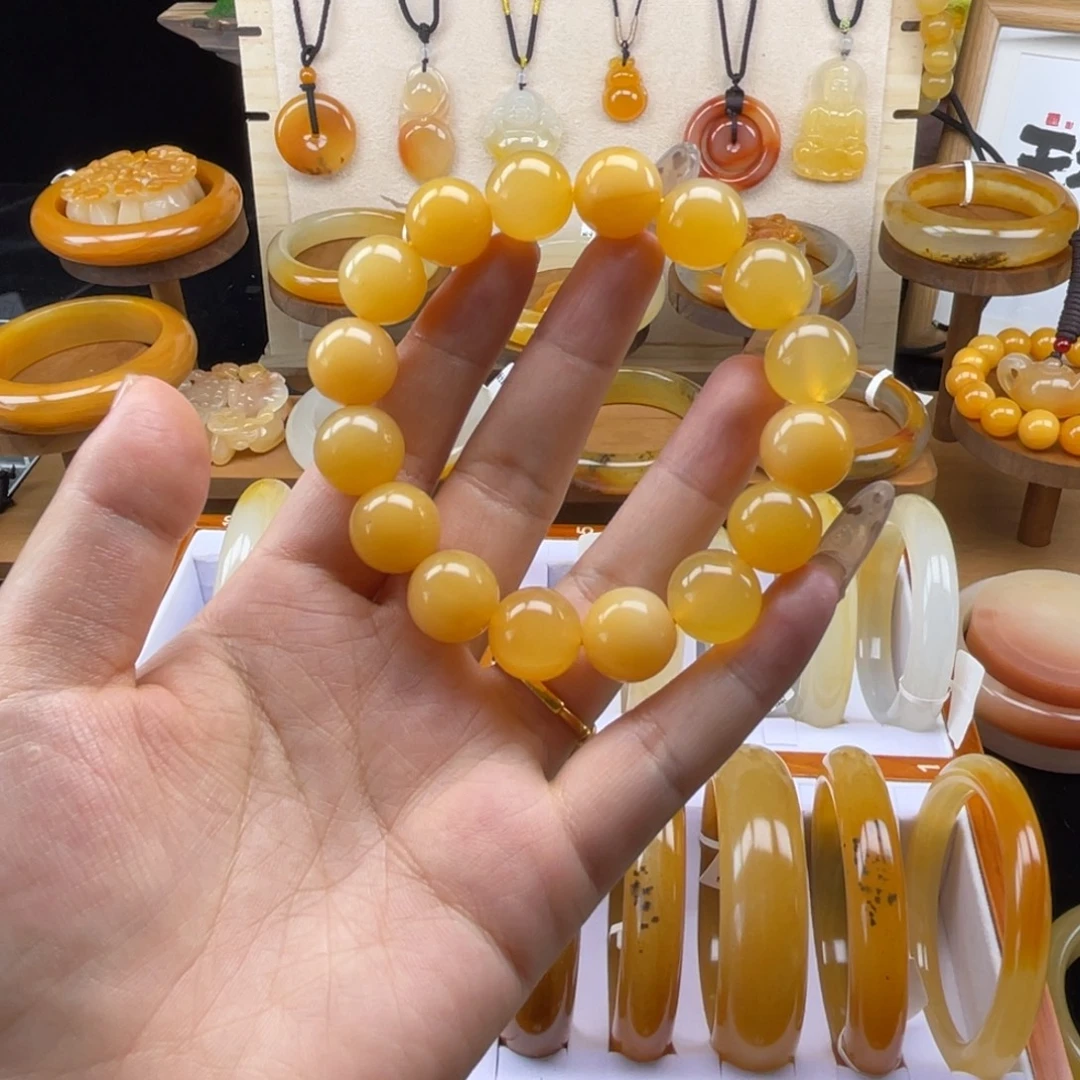 石英质玉（黄龙玉）未镶嵌手链手串