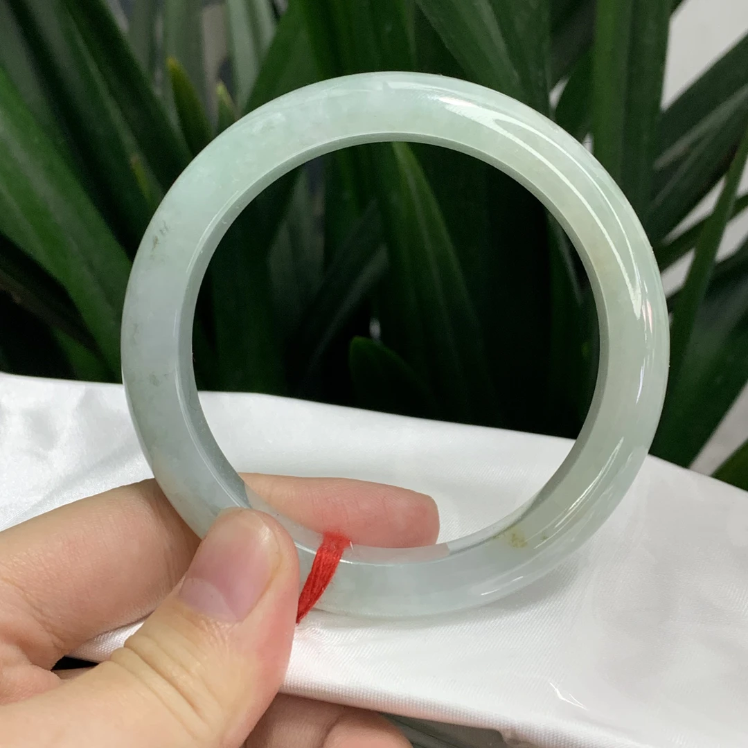 0121号缅甸天然A货翡翠54-55圈口果绿正圈手镯