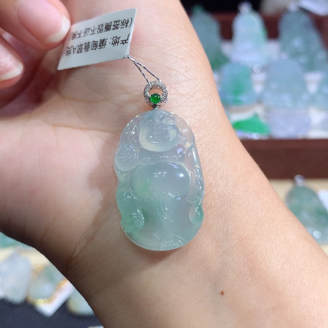 吊坠(不含链)18K金镶嵌翡翠佛公
