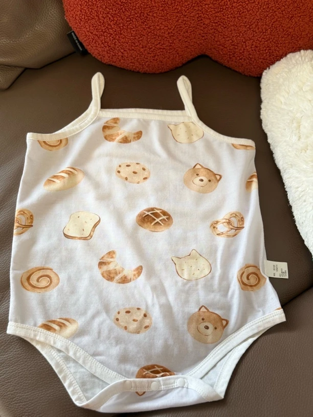 【新品-面包王国-珠花棉-吊带包屁衣】儿童