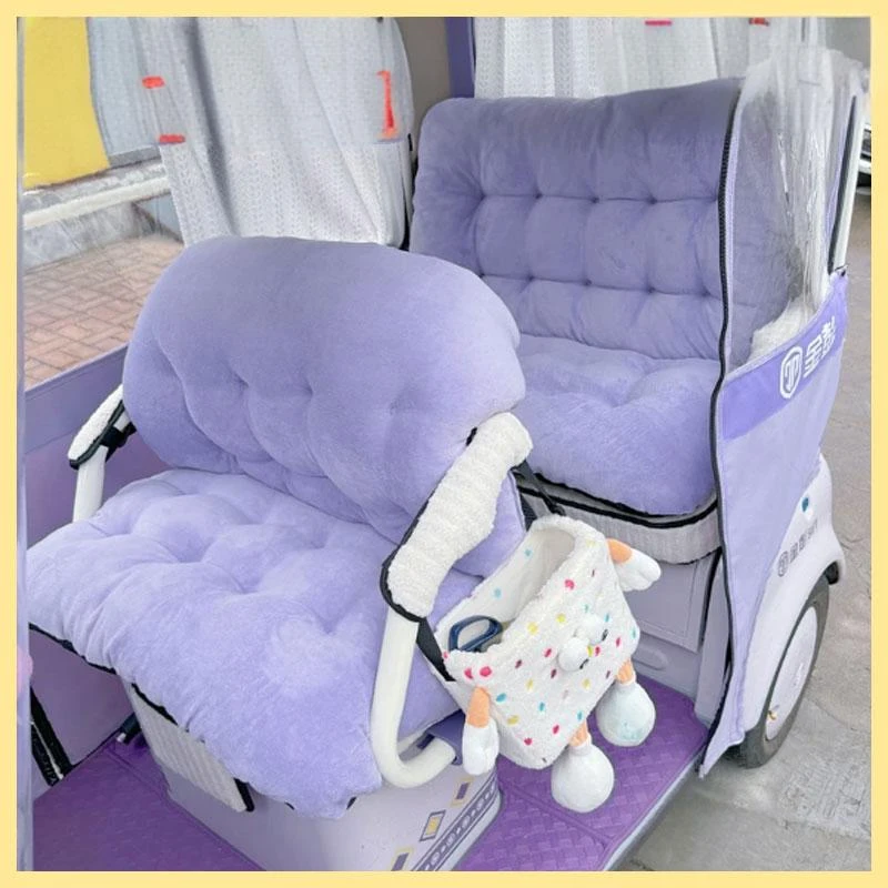 电动三轮车保暖装备四轮车座套新能源放封闭车围挡靠背坐垫一体