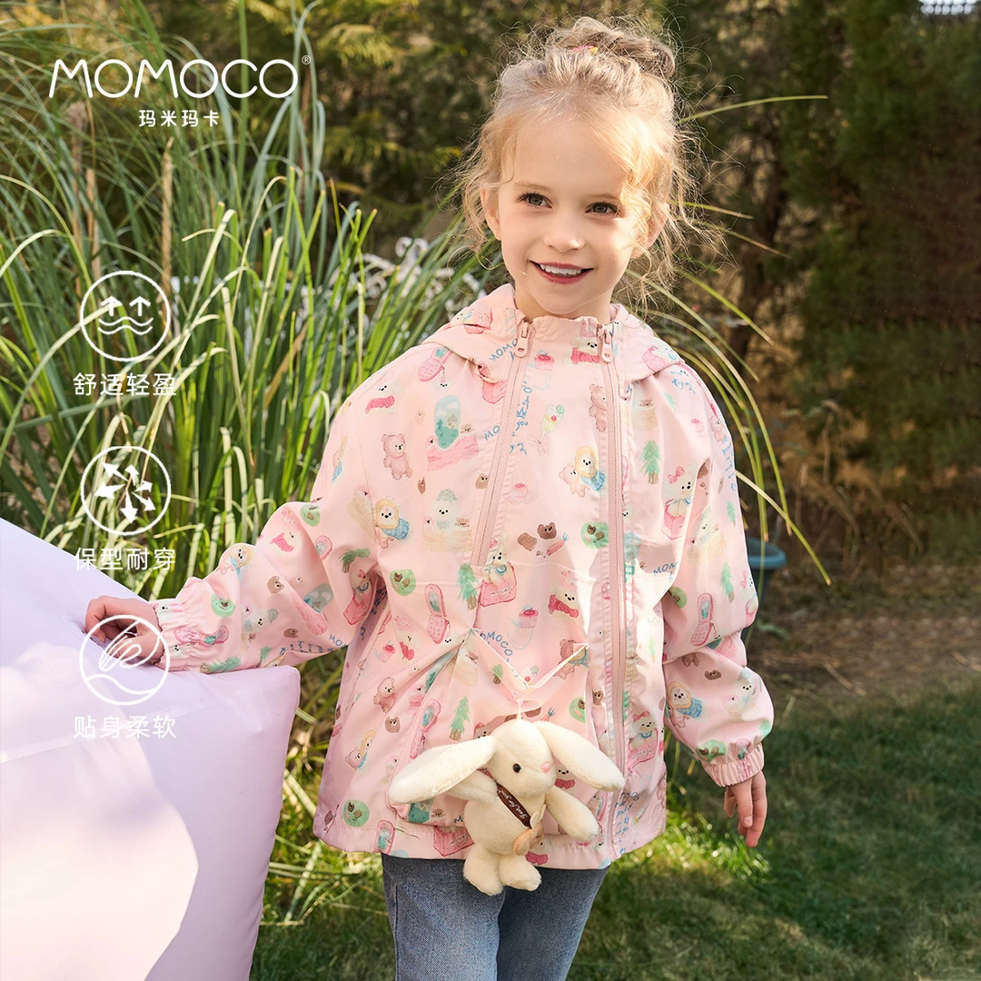 MOMOCO欧若风春季女童满印印花时尚小兔子外套77580107004