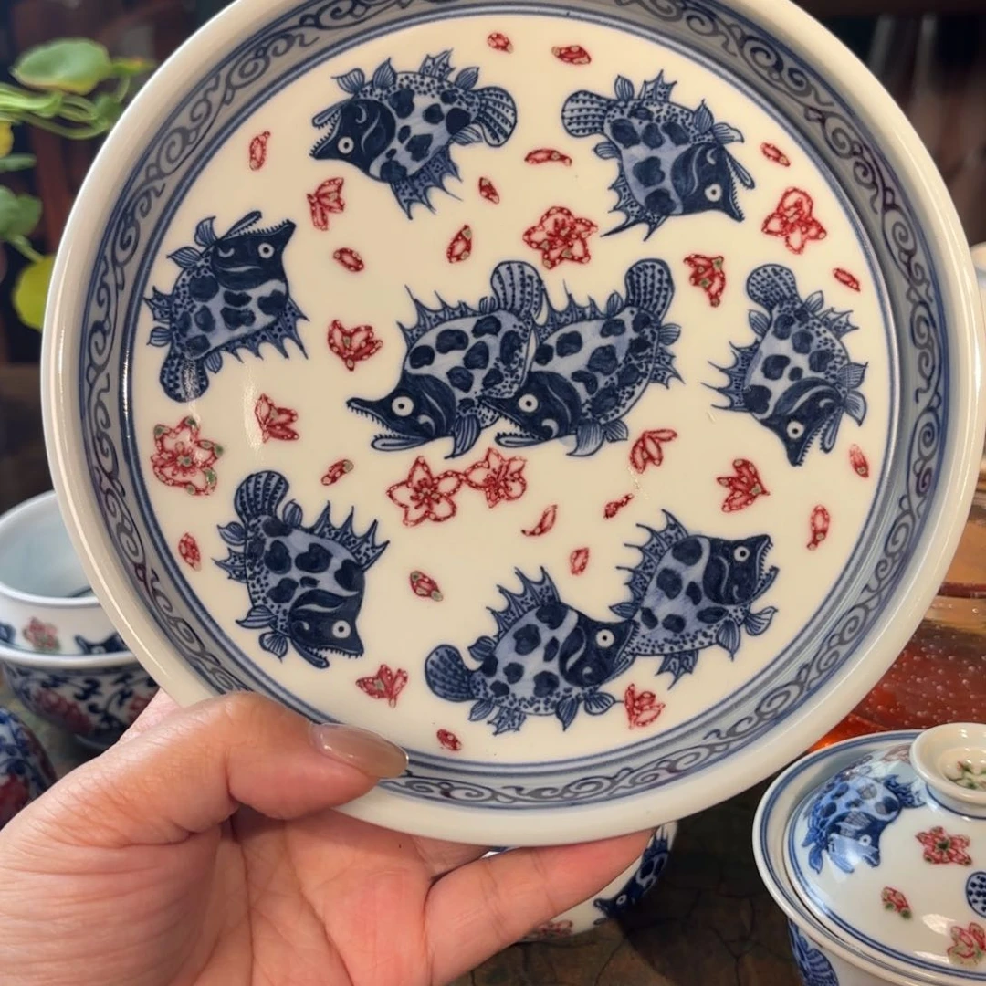 孤品福利青花手绘壶承