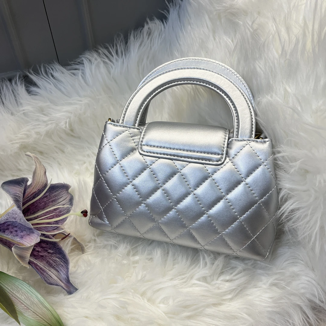 【小裴DY6006】时尚百搭女士银色单肩菱格肩包斜跨手提包