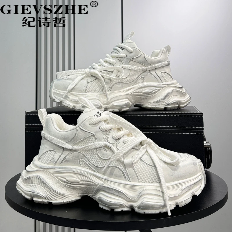 纪诗哲老爹鞋男新款夏季透气增高运动鞋潮牌小众做旧厚底休闲鞋
